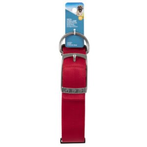 Life Solid Metal Buckle Dog Collar, Red, Extra Large XL