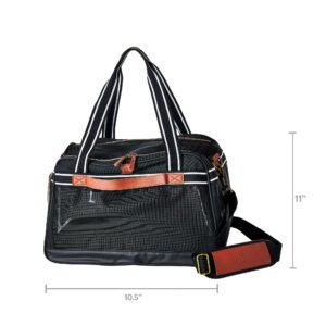 Small Pet Travel Carrier, Black and Tan, 17