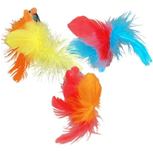 Life Fish Multicolor Feather Tails Cat Toy, 3 Pack